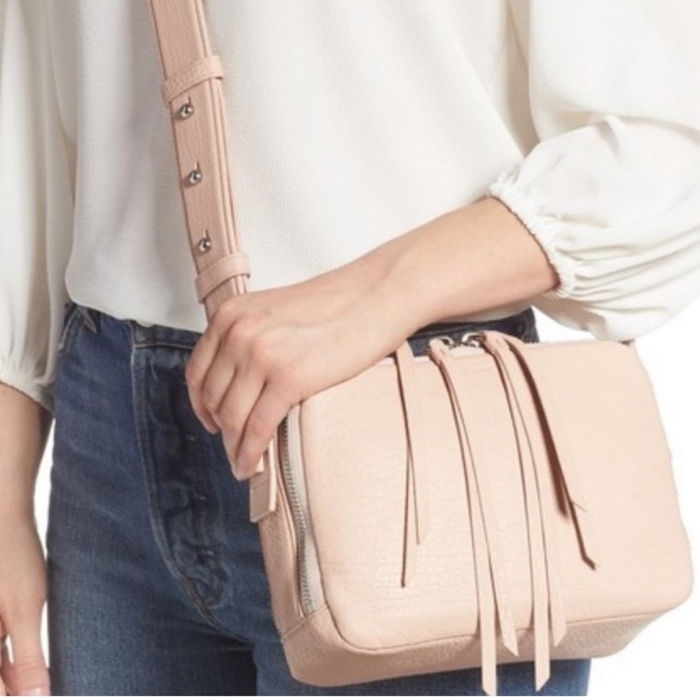 All Saints Vincent leather crossbody camera bag double zip compartment purse